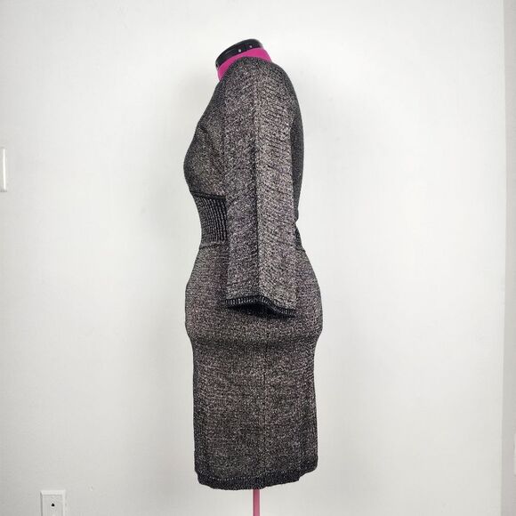 Marc New York Andrew Marc Metallic Dress Kimono Bodycon Knit Stretchy Shimmer M - Picture 11 of 16